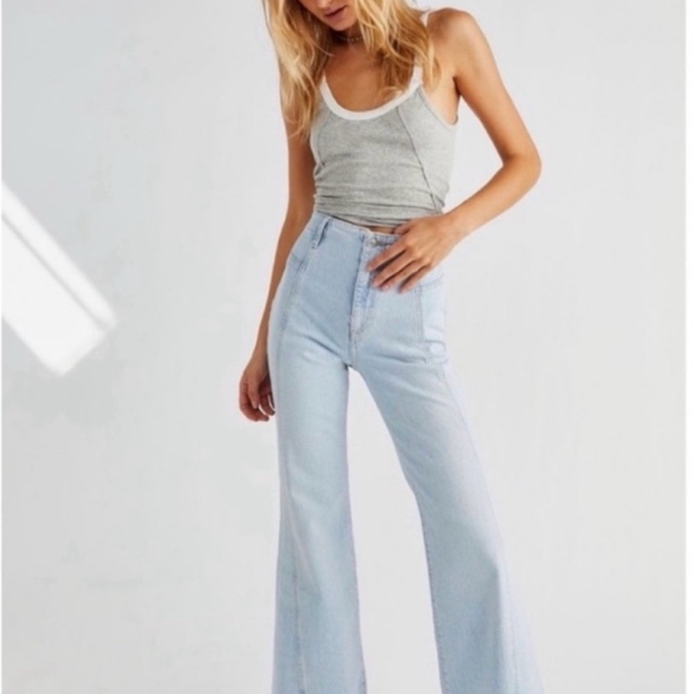 Free People Light Blue Flare Jeans